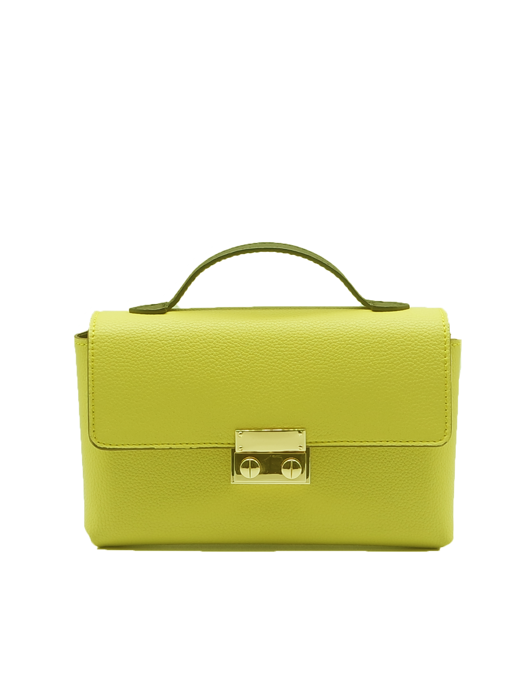 Padlock Top-Handle Bag with Strap - Yellow
