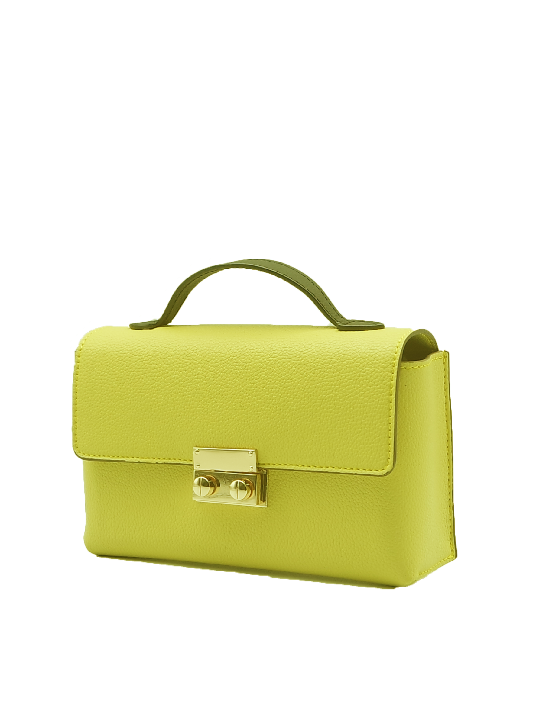 Padlock Top-Handle Bag with Strap - Yellow