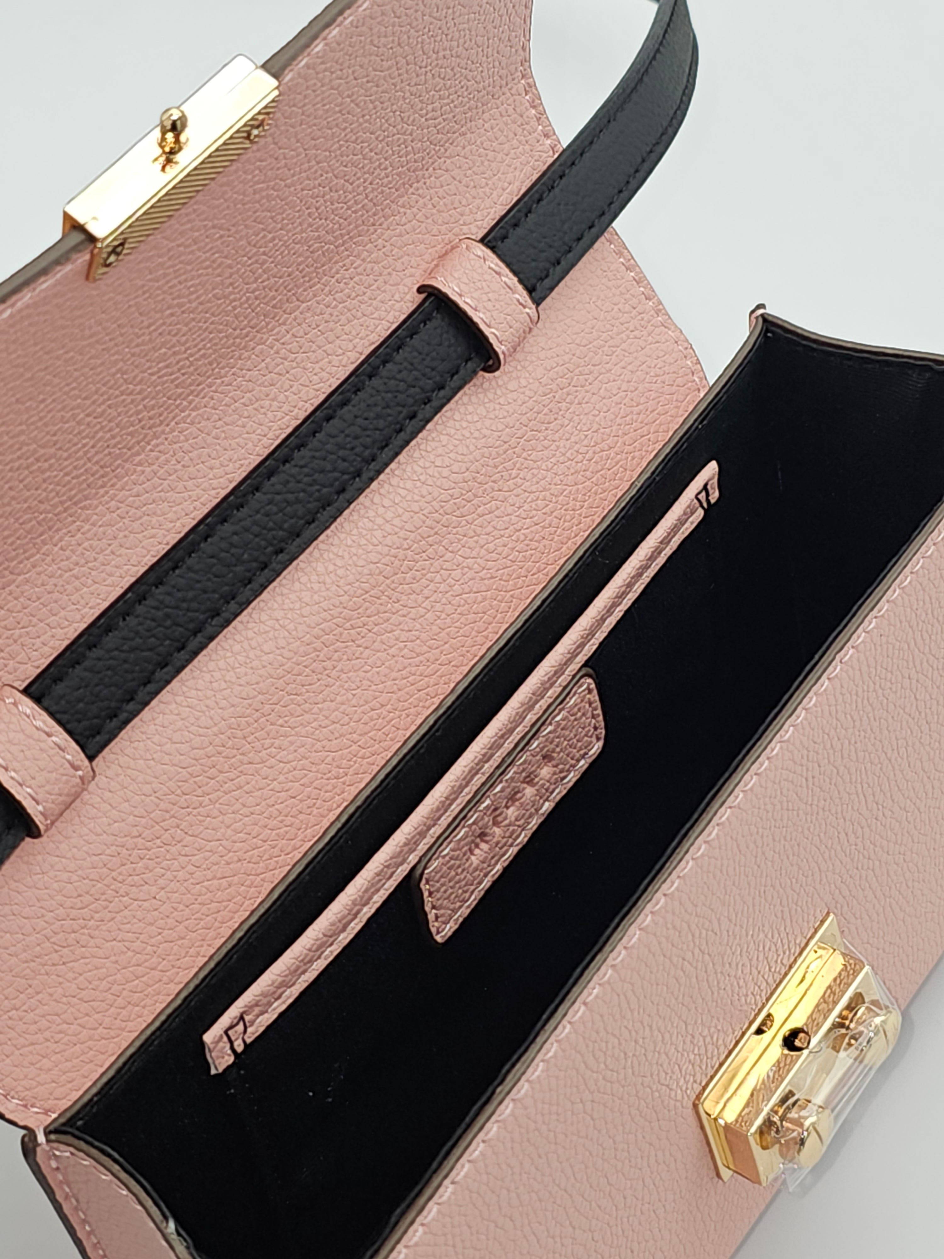 Padlock Top-Handle Bag with Strap - Pink