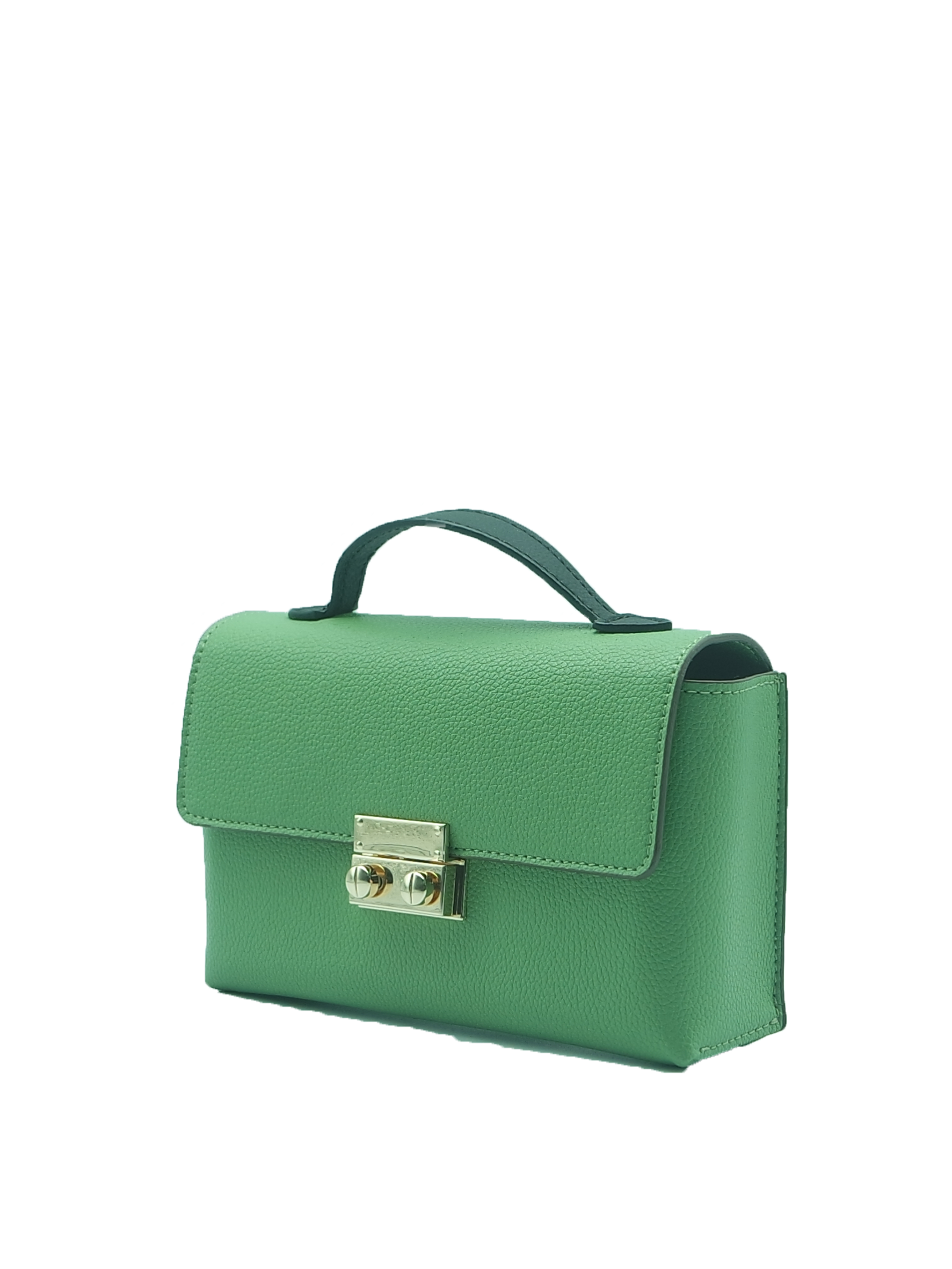 Padlock Top-Handle Bag with Strap - Green