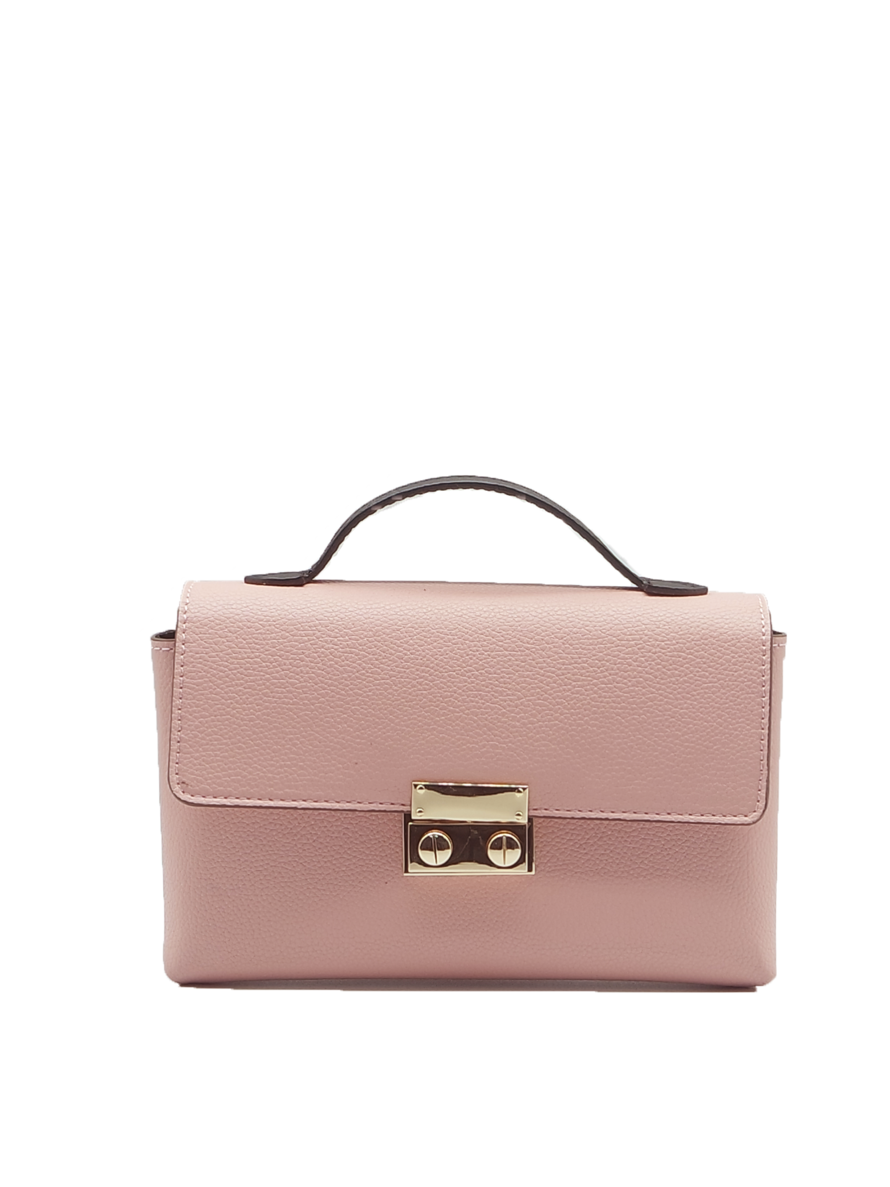 Padlock Top-Handle Bag with Strap - Pink